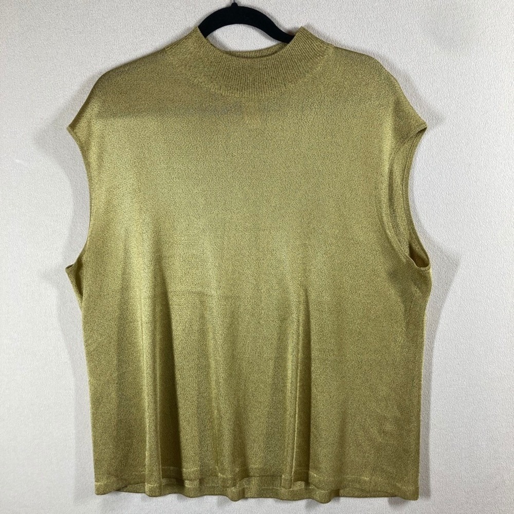 Vtg Jones‎ New York Shell Tank 3X Gold Shimmer Career Holiday Party Wedding